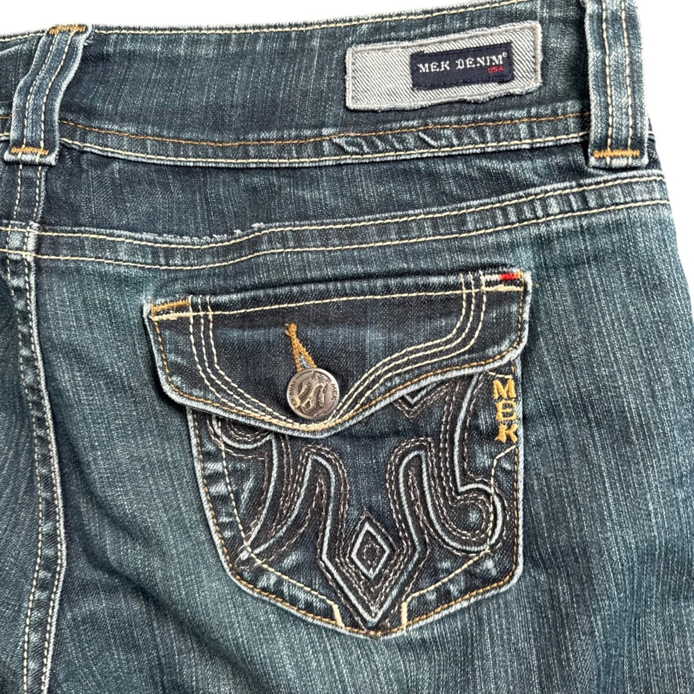 MEK Denim Y2K McBling Bootcut Jeans 32x32 (Tag 30x34) Embroidered Pocket Cowgirl